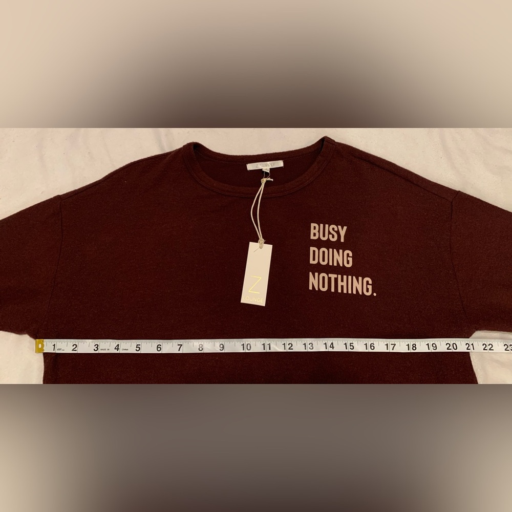 Z Supply Eden Busy Doing Nothing Top Fig/Burgundy Size Small NWT Cozy Lounge Top - Picture 10 of 16